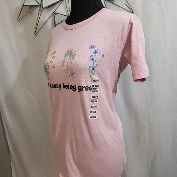 "It's easy being green" NWT tshirt, down to earth, boho, pink, size M - Picture 3 of 5